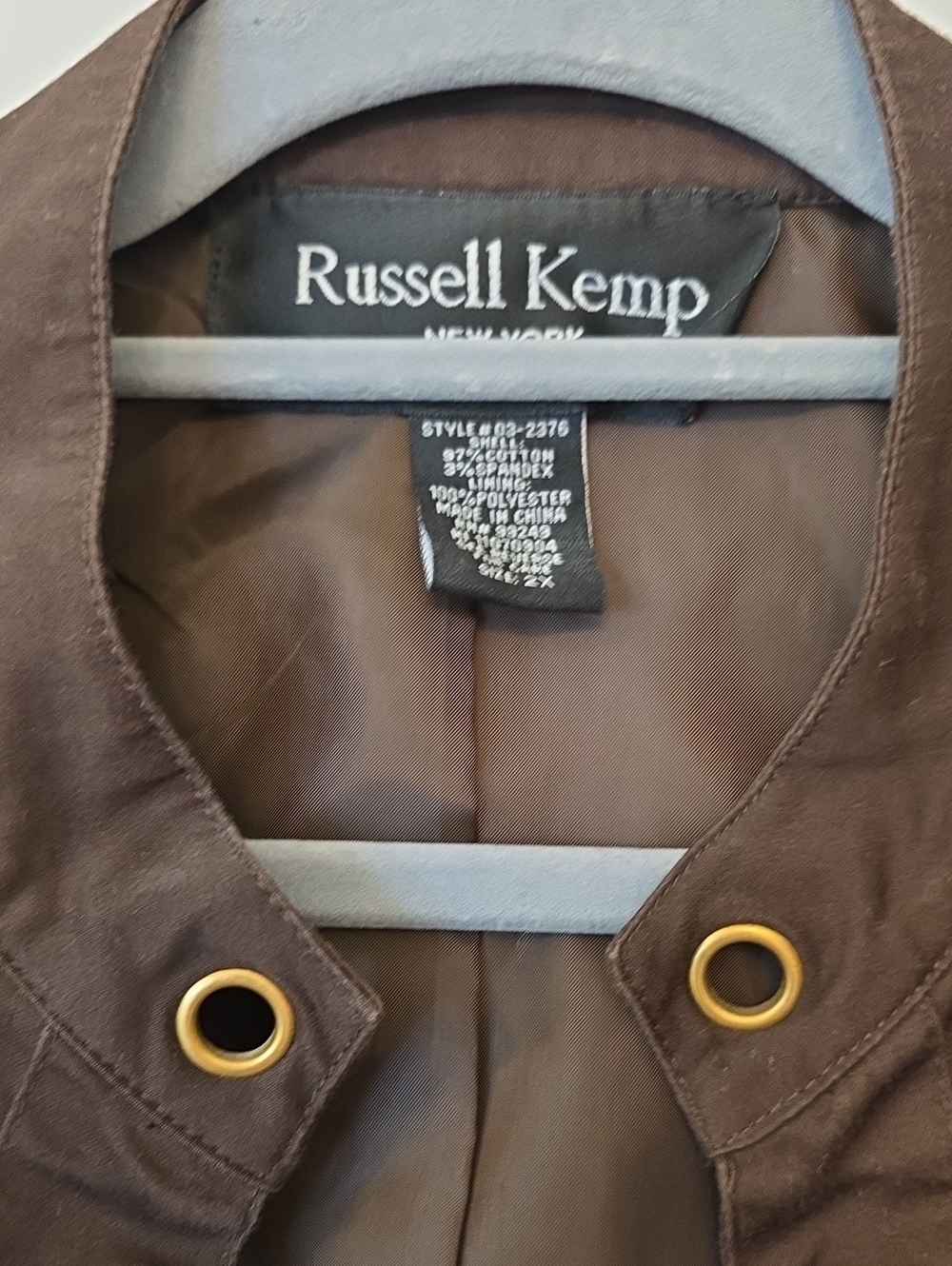 Russell Kemp Brown Lightweight Womens Jacket with Grommet Accents Military Style